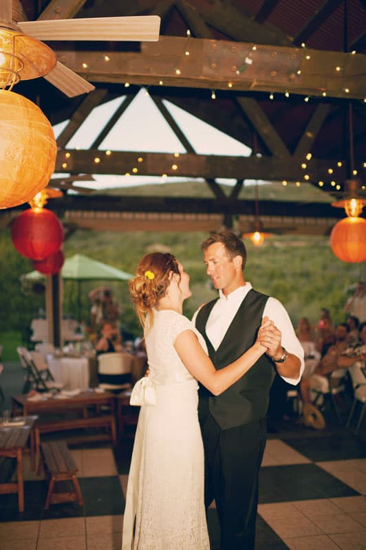 bride and groom dancing