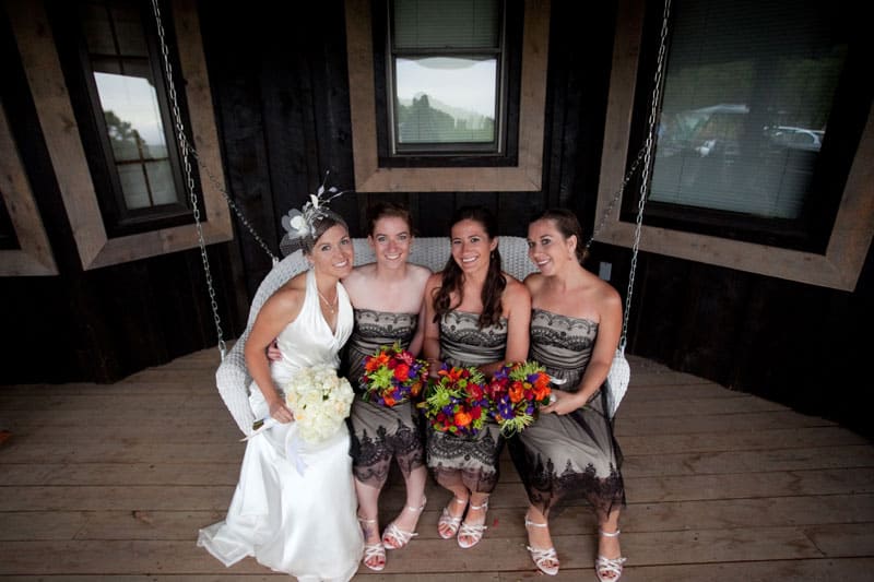 bride sitting with her bridesmaid
