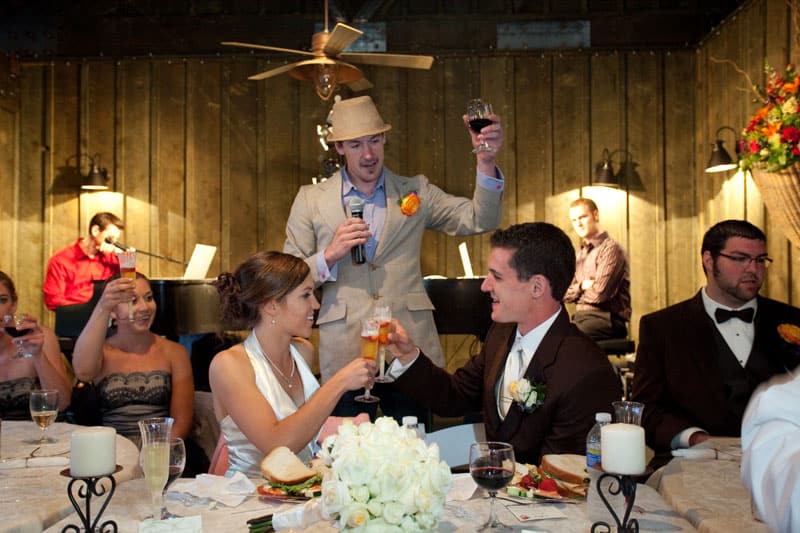 bride and groom toast