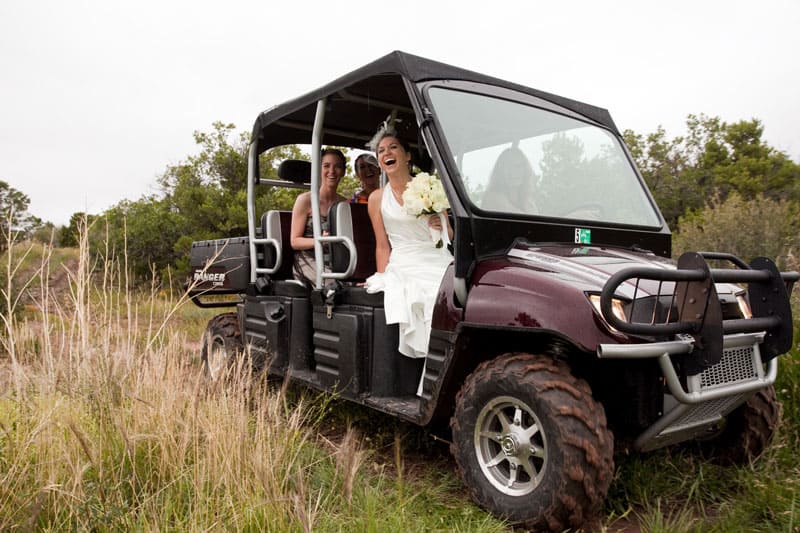 bride in a vehicle